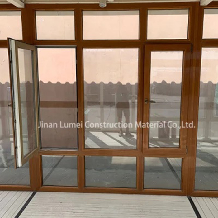 Puerta francesa de reemplazo de pantalla de Windows UPVC gris con aislamiento térmico